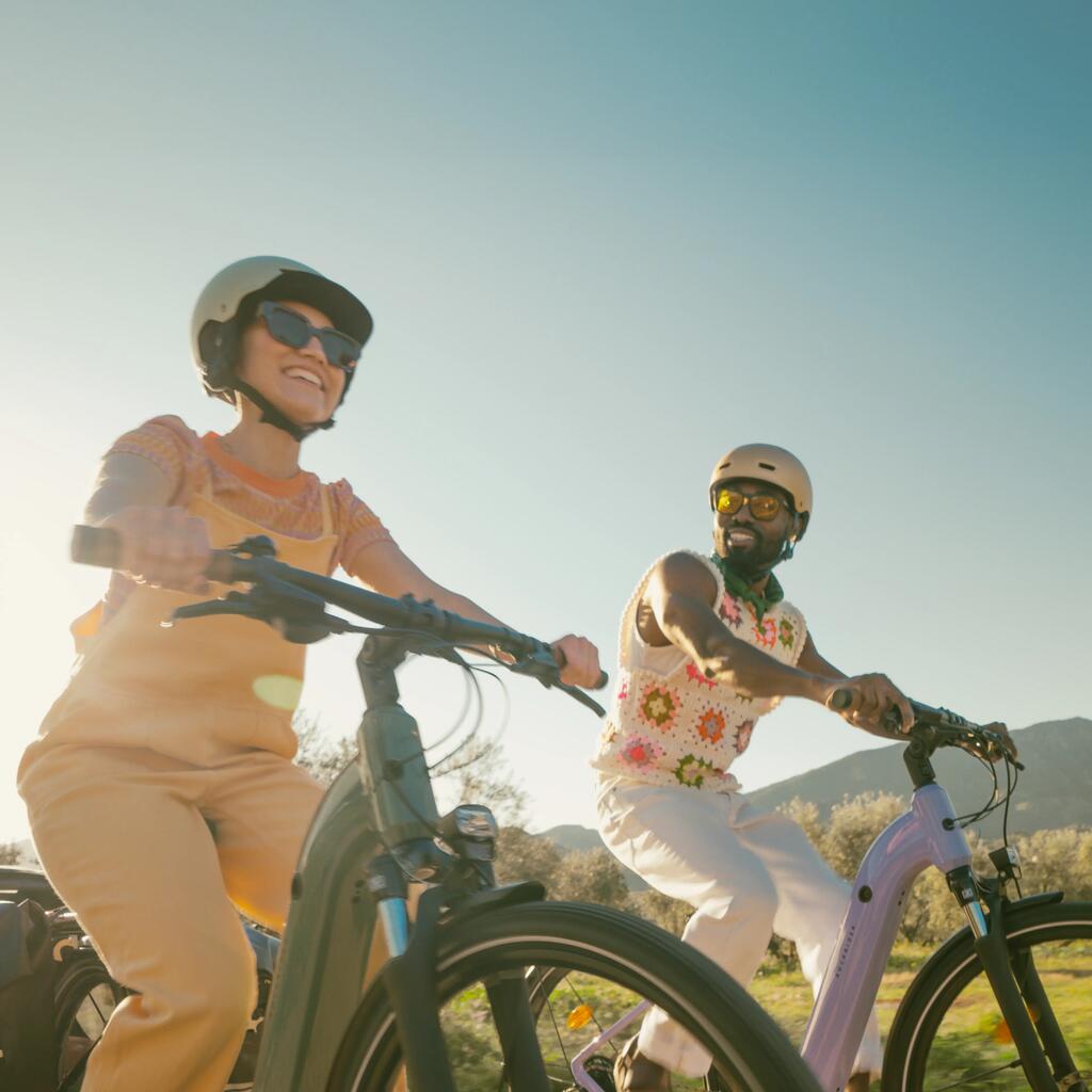 Electric hybrid bike with central motor and low frame E-ACTV 500 lavender